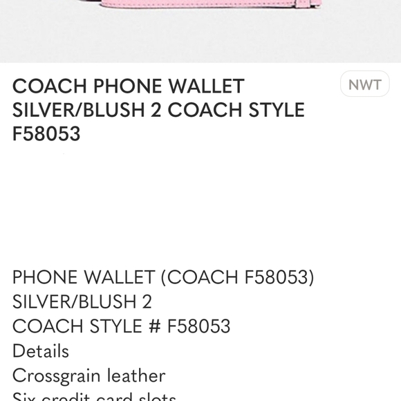 Coach NWT #F58053 Leather Cell Wallet Color: Blush - Picture 3 of 9